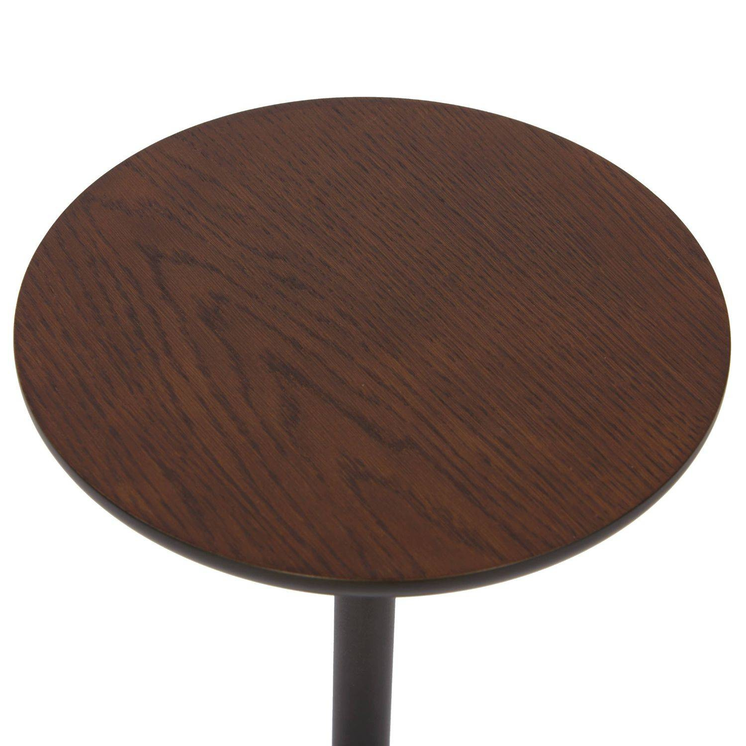 Nordifra :: Boll 300 Metalltisch, schwarz, Durchmesser 30 cm, Kugelfuß, Platte Walnussfurnier