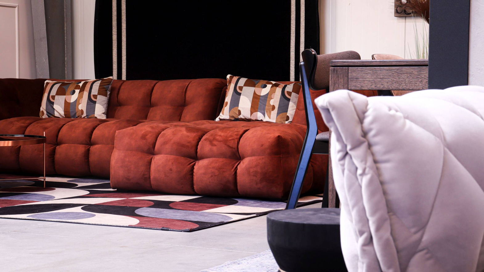 Nordic Line :: Corner sofa / right corner sofa upholstered Michelle brick width 292 cm