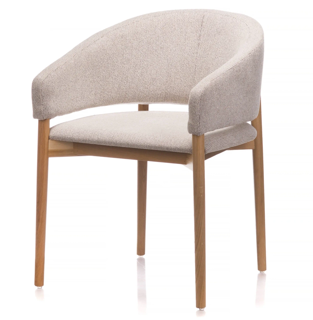 Claudie :: Monica upholstered chair with armrests, wooden legs, color to choose, width 59 cm