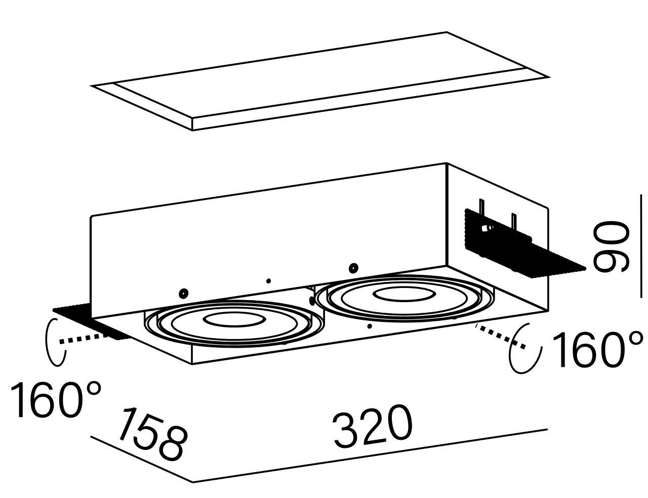 Aqform :: Oprawa wpuszczana SQUARES 111x2 QRLED trimless M930 38° wpuszczany biały struktura