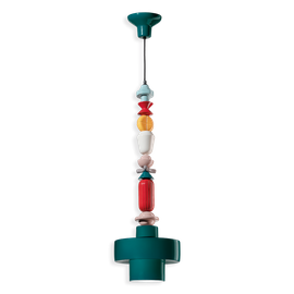 Ferroluce :: Lariat green hanging lamp, height 91 cm