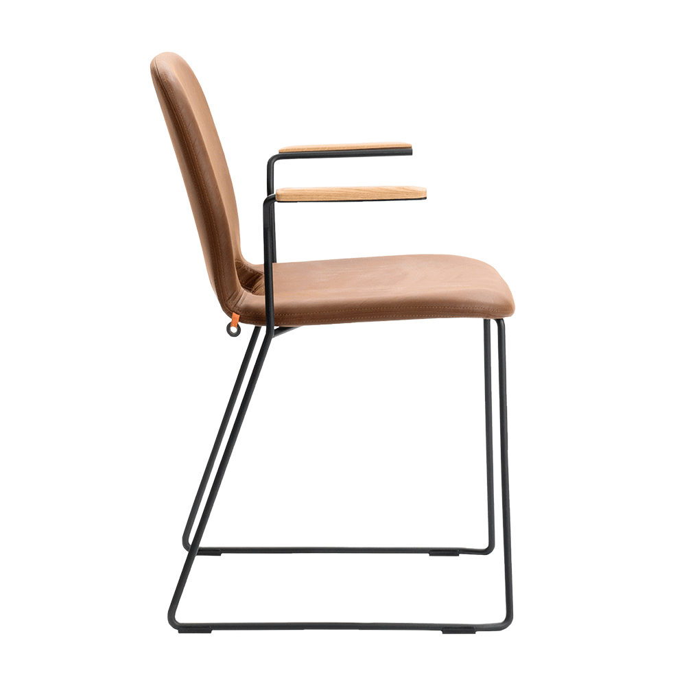 Mobitec :: Pamp C12 brown upholstered chair with armrests, width 60 cm