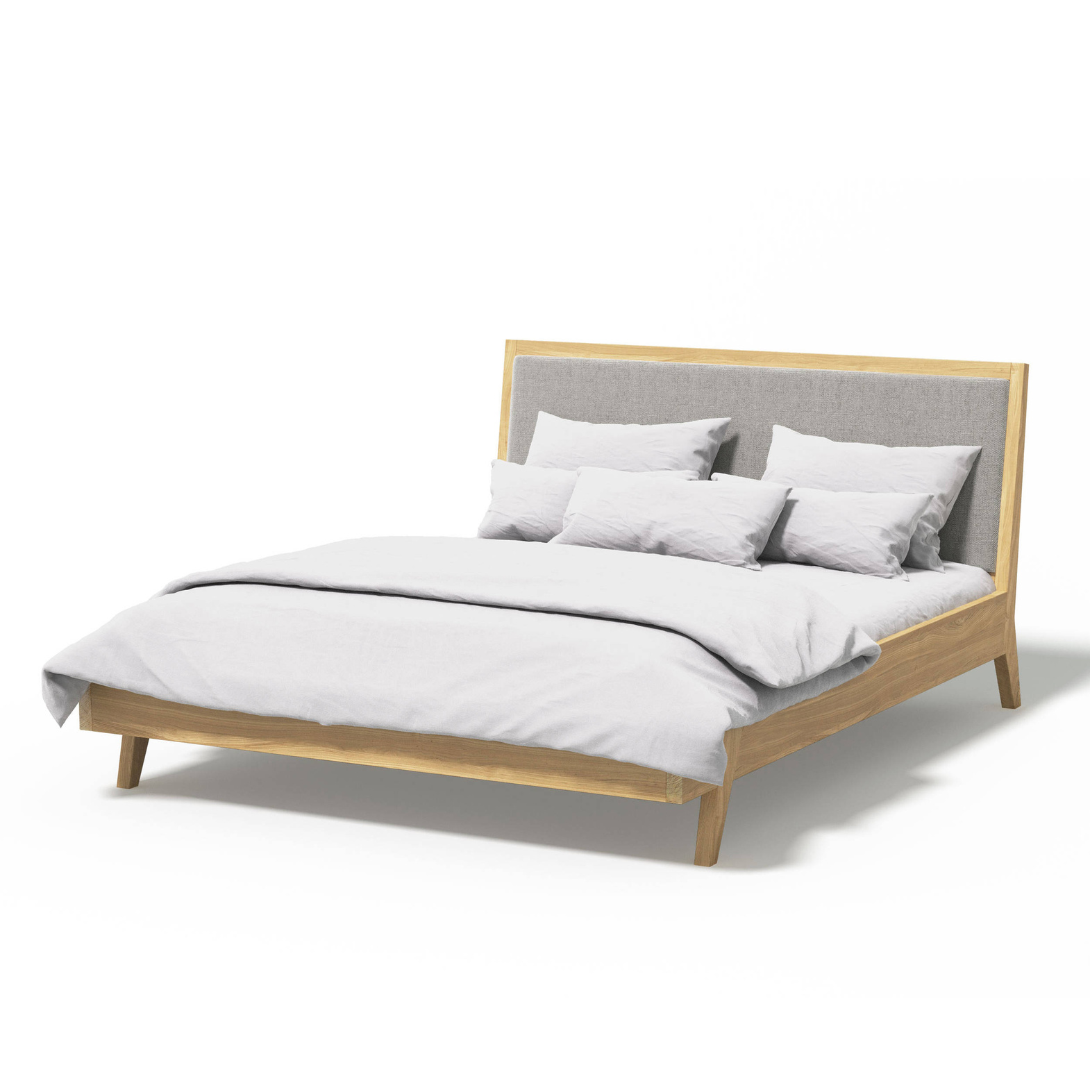 Szyszka Design :: Piko oak bed with upholstered headboard