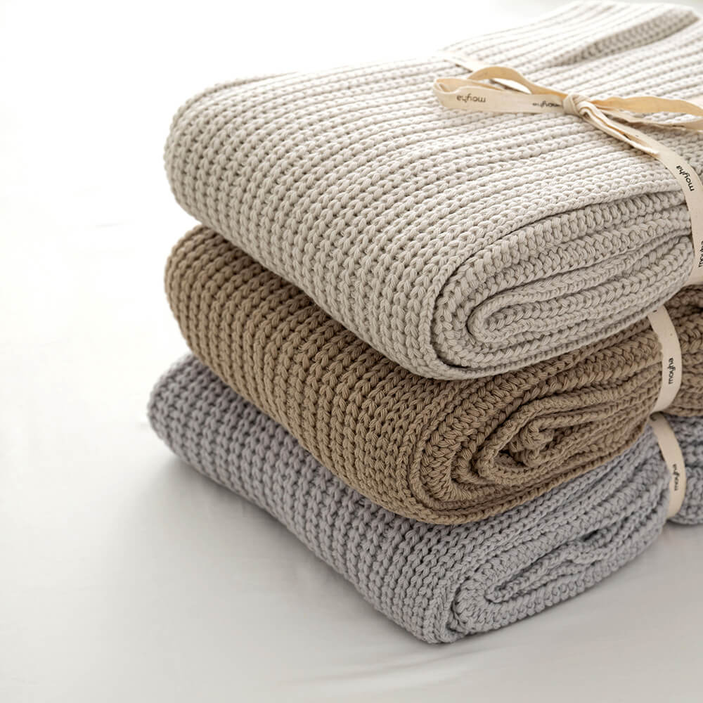 Moyha :: Cream blanket with wool weave 130 x 170 cm