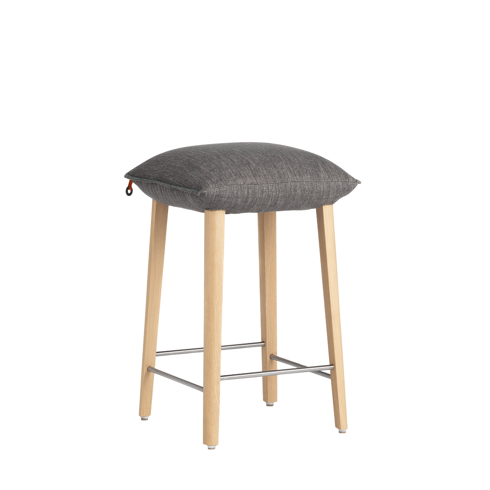 Mobitec :: Upholstered bar stool / stool Soda C36, height 65 cm, gray, wooden legs