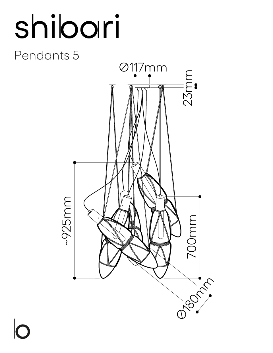 Bomma :: Lampa wisząca Shibari 5 transparentna