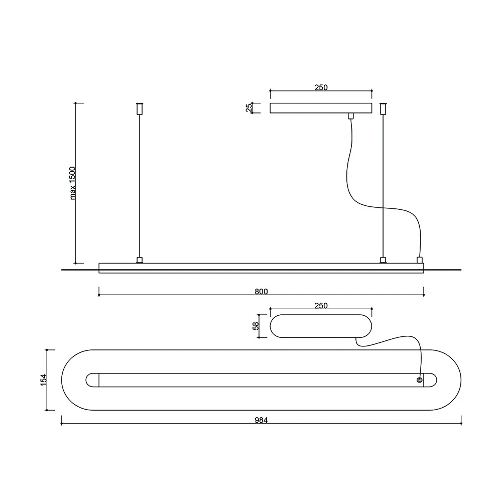 Ummo :: Lampa wisząca Senkei A czarna szer. 98,4 cm
