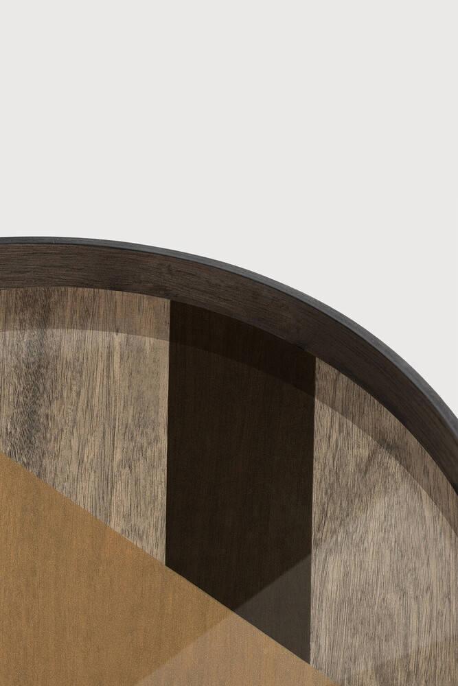 Ethnicraft :: Angle round tray, brown and burgundy, size XL, diameter 92 cm