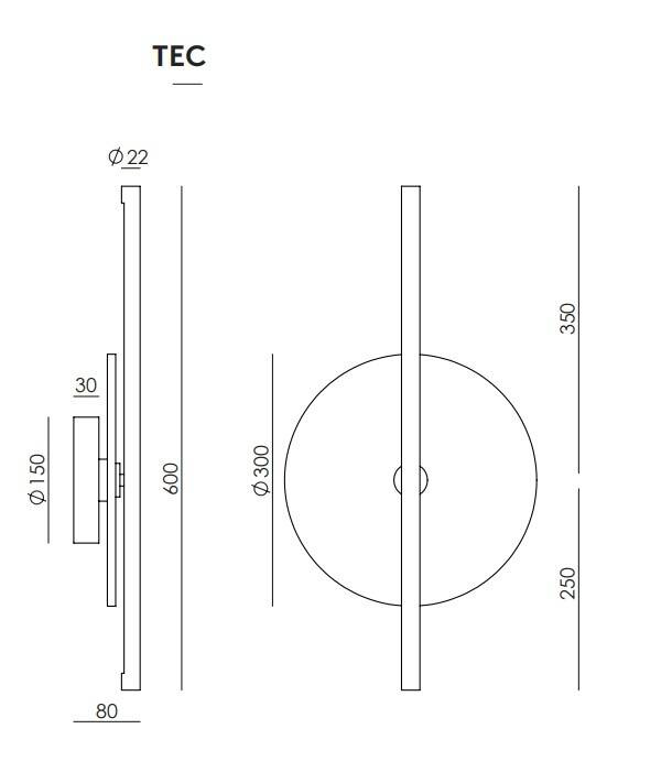 Aromas :: Point Wandleuchte / Wandleuchte, Höhe 60 cm, Alabaster / Schwarz