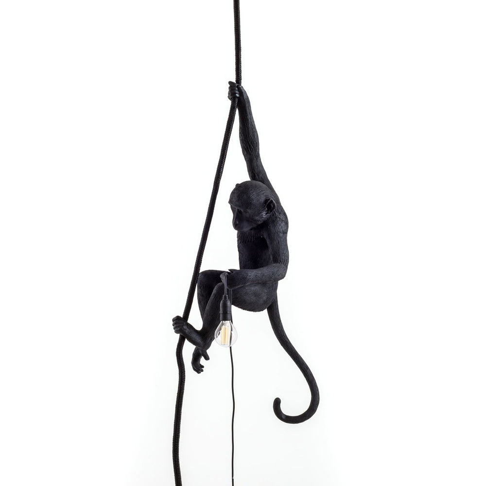 Seletti :: Deckenlampe aus Harz Monkey With Rope schwarz