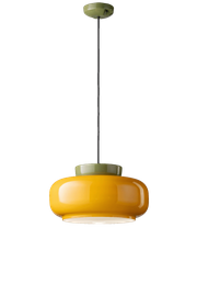Ferroluce :: Maracana hanging lamp, diameter 37 cm, ceramic, yellow and green
