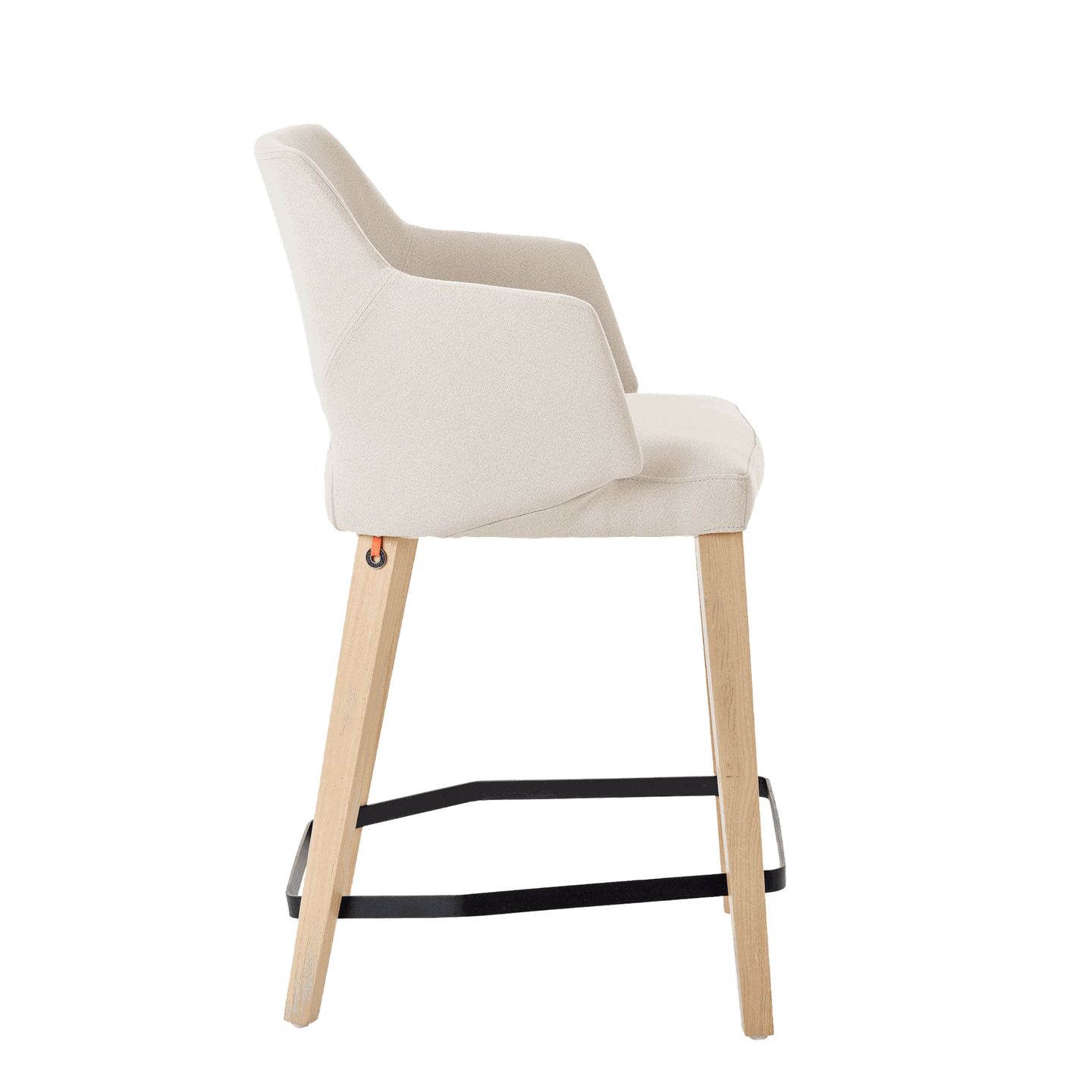 Mobitec :: Krzesło barowe / hoker tapicerowany Lena C07 wys. 96 cm beżowy z podłokietnikami nogi drewniane