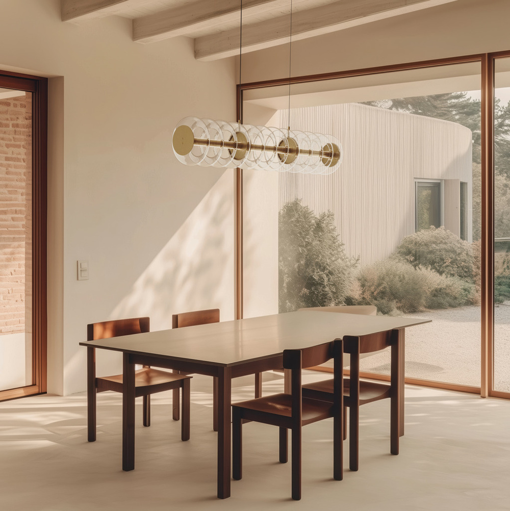 Aromas :: Lampa wisząca Vitree szer.105 cm transparentne szkło / czarny metal