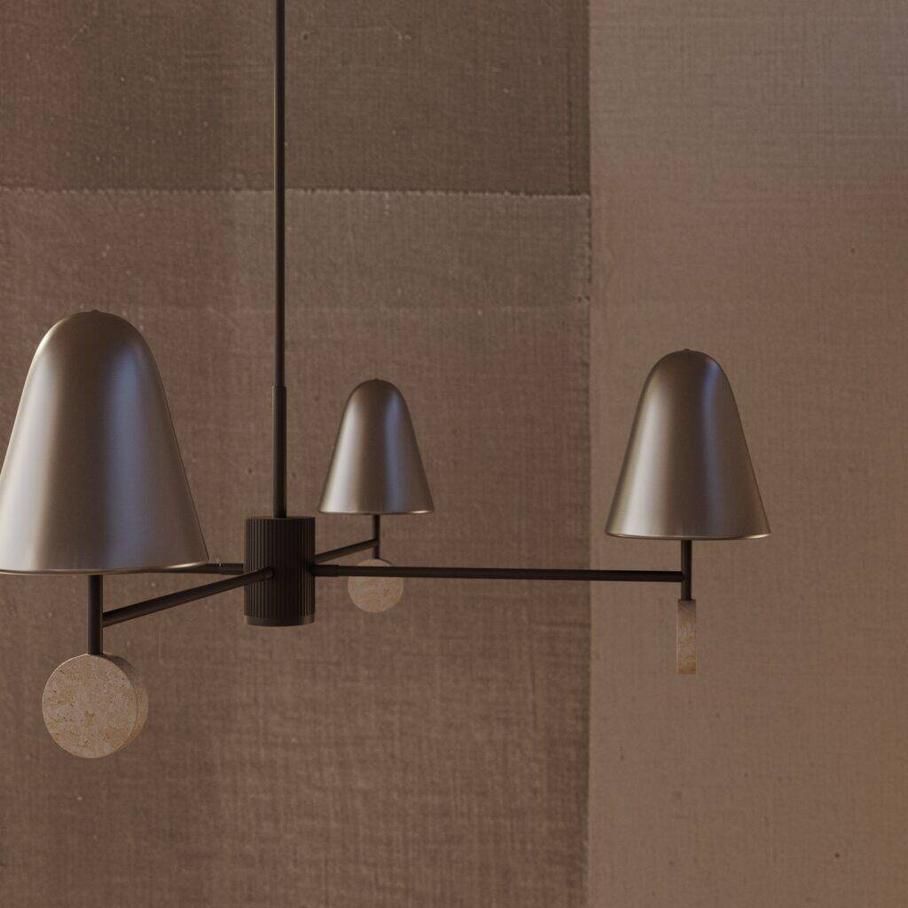 Aromas :: Stor hanging lamp, width 97 cm, black-nickel marble