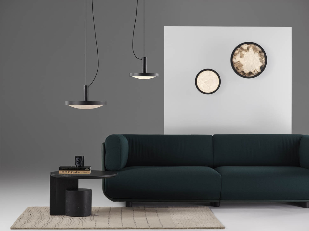 Brokis :: Convex wall lamp, diameter 42.6 cm, transparent black