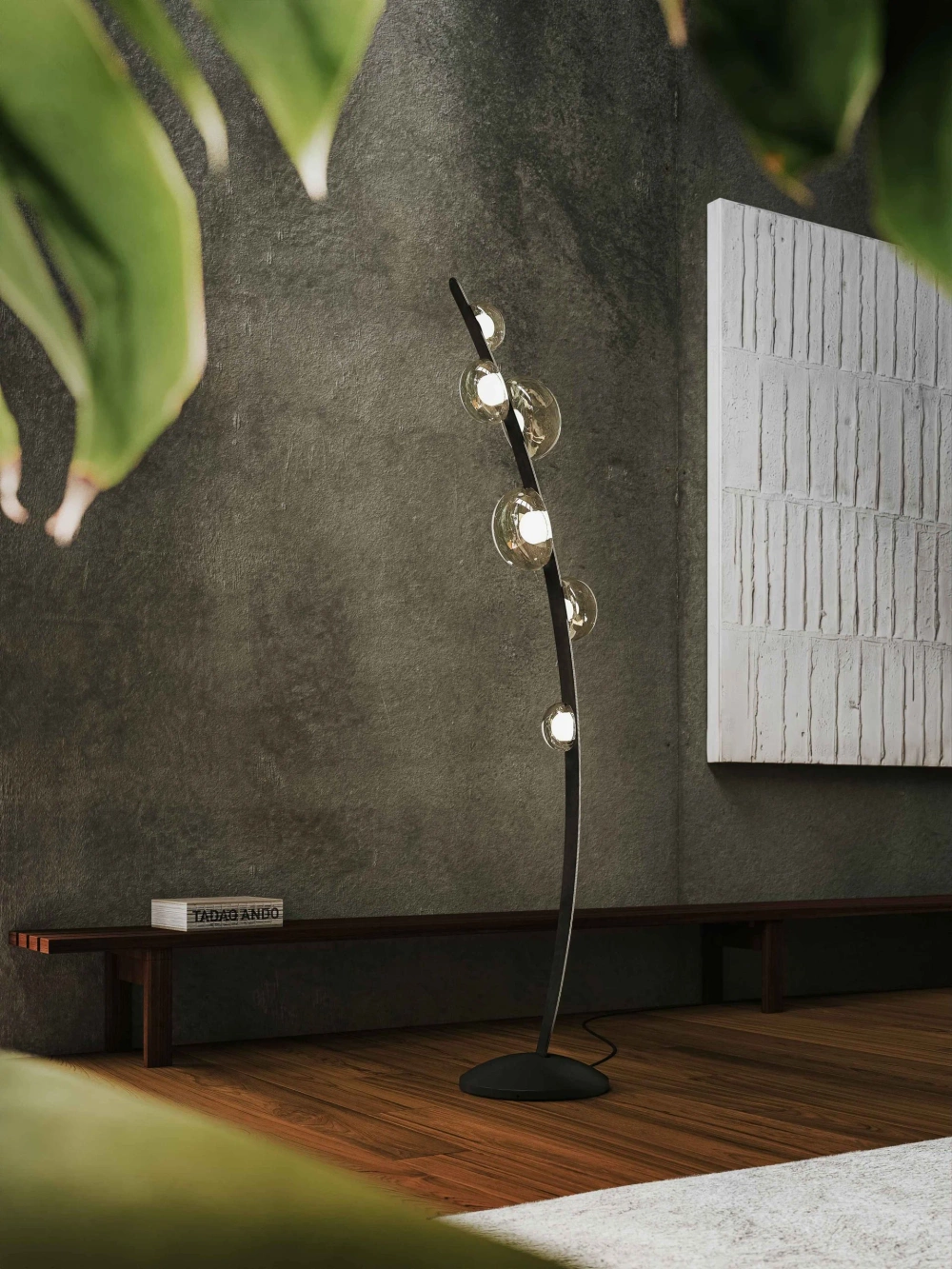 Bomma :: Dew Drops floor lamp, height 162.4 cm, black vegan leather