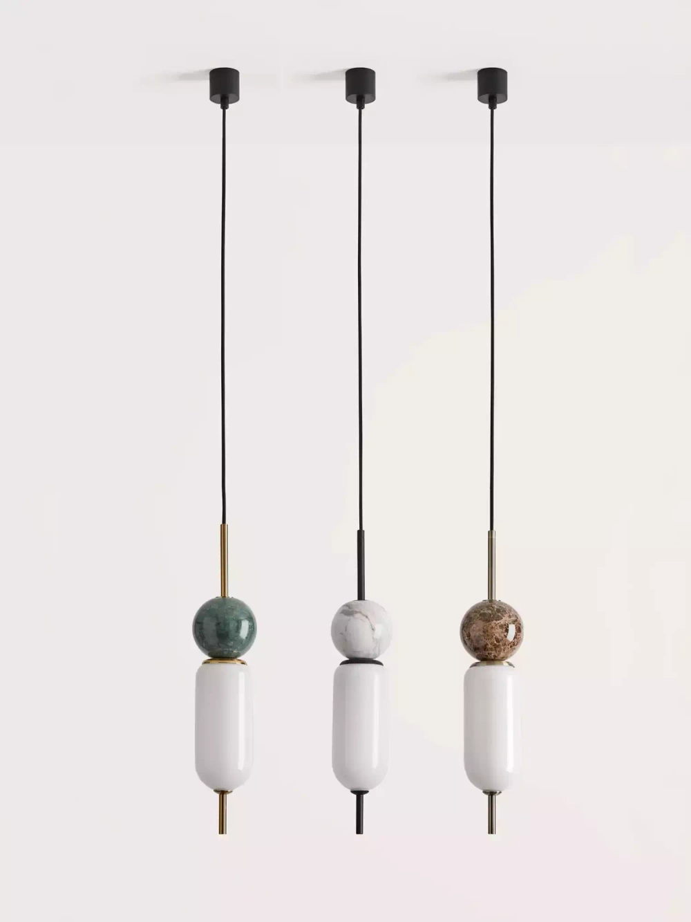 Aromas :: Anet hanging lamp, gold with green marble