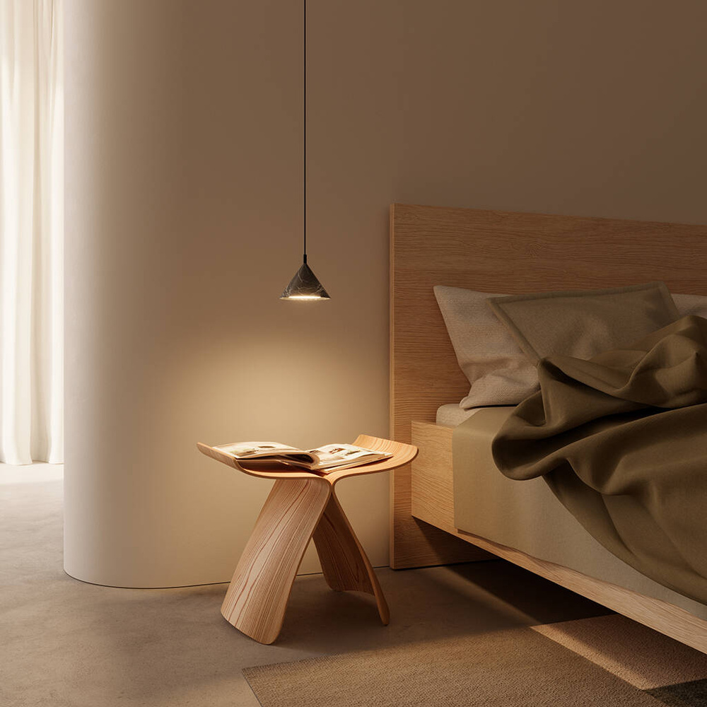 Aromas :: Anza Hängelampe, Durchmesser 12 cm, goldenes Metall / weißer Marmor