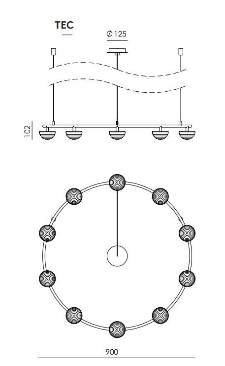 Aromas :: Hado 12 Pendelleuchte/Kronleuchter, Durchmesser 110 cm, Gold