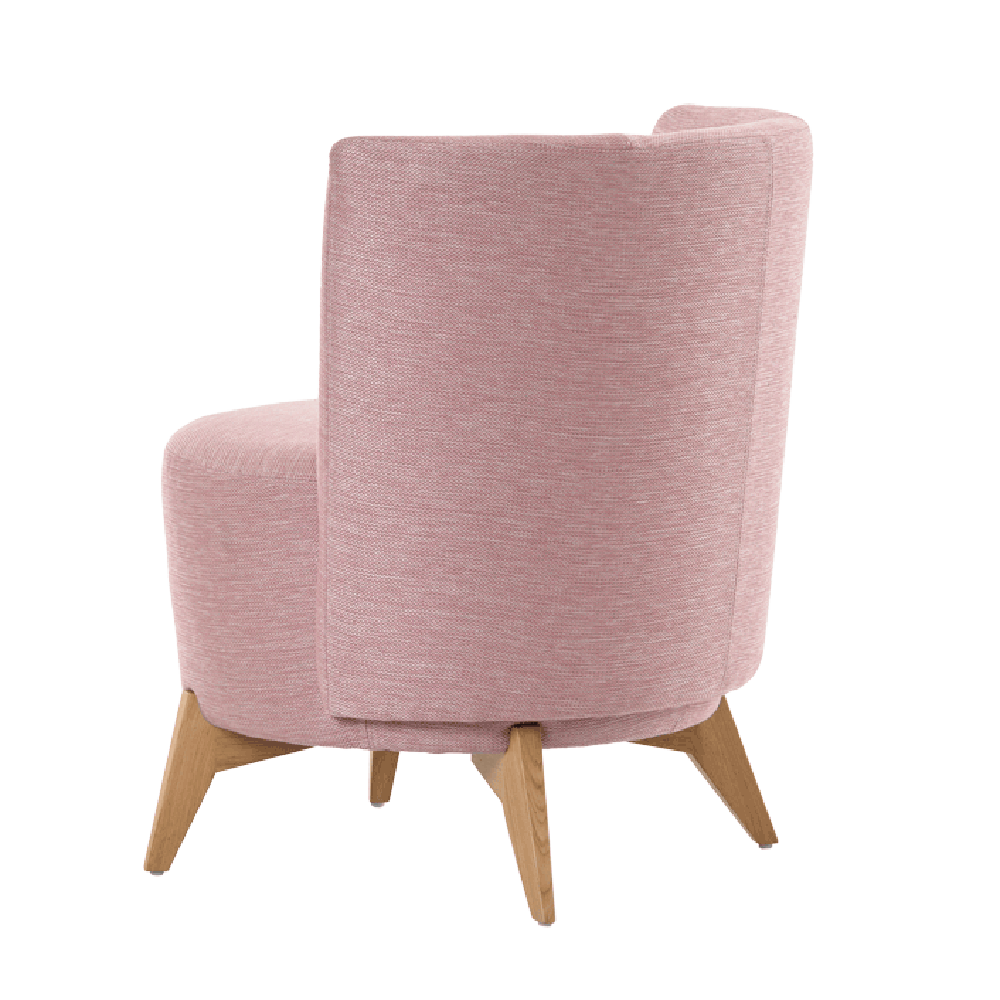 Mobitec :: Bolero pink upholstered armchair, width 70 cm, on wooden legs