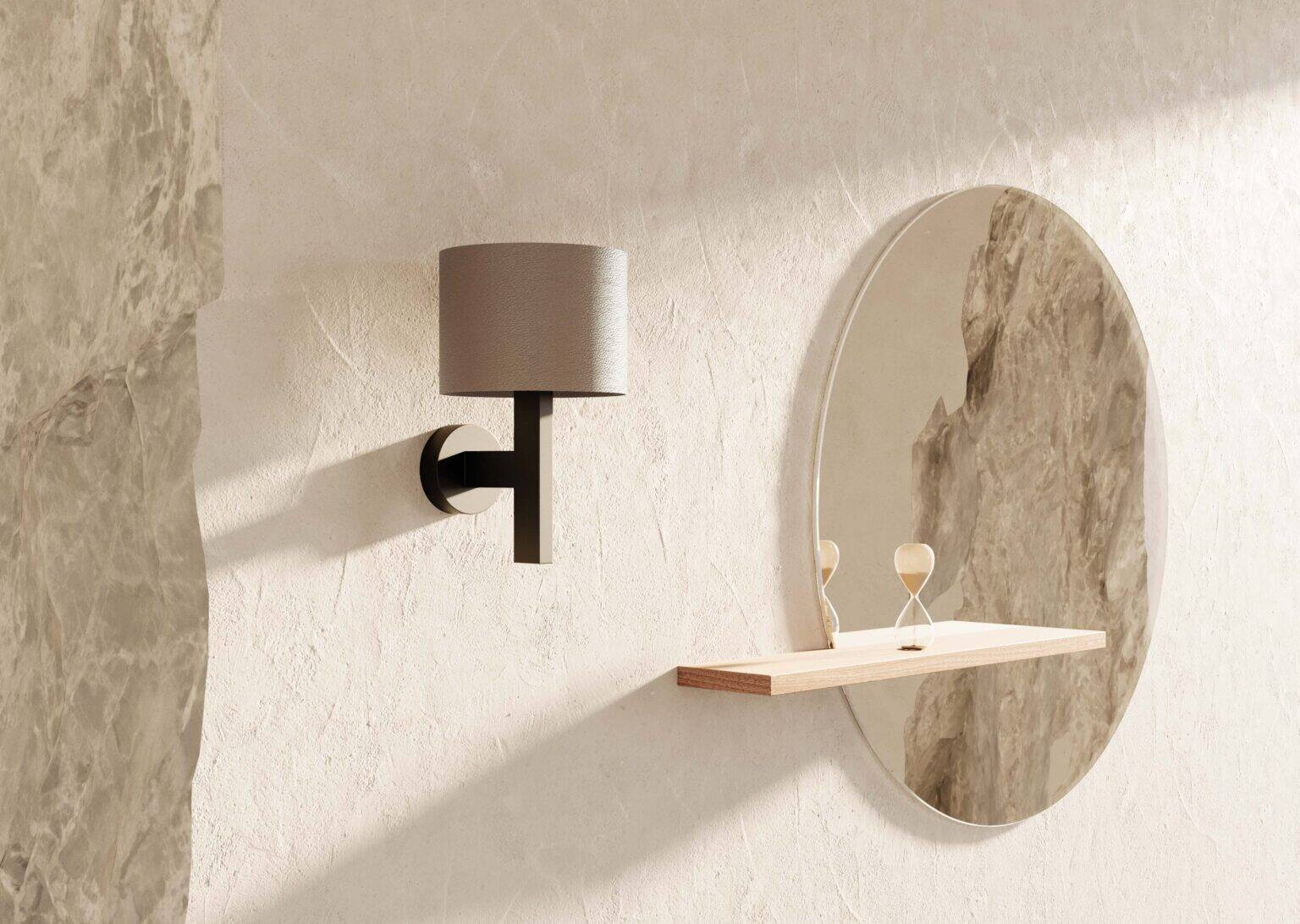 Aromas :: Rems wall lamp/sconce, diameter 20 cm, dark brown leather shade