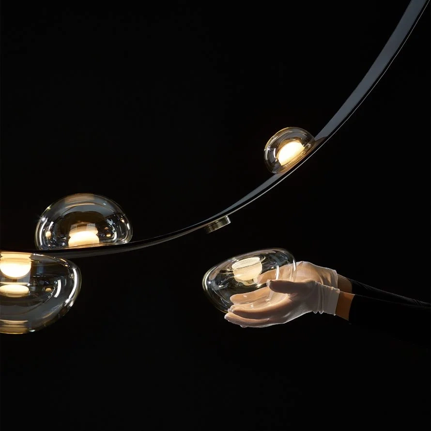 From the exhibition - Bomma :: Dew Drops Eco hanging lamp, width 252 cm, vegan leather