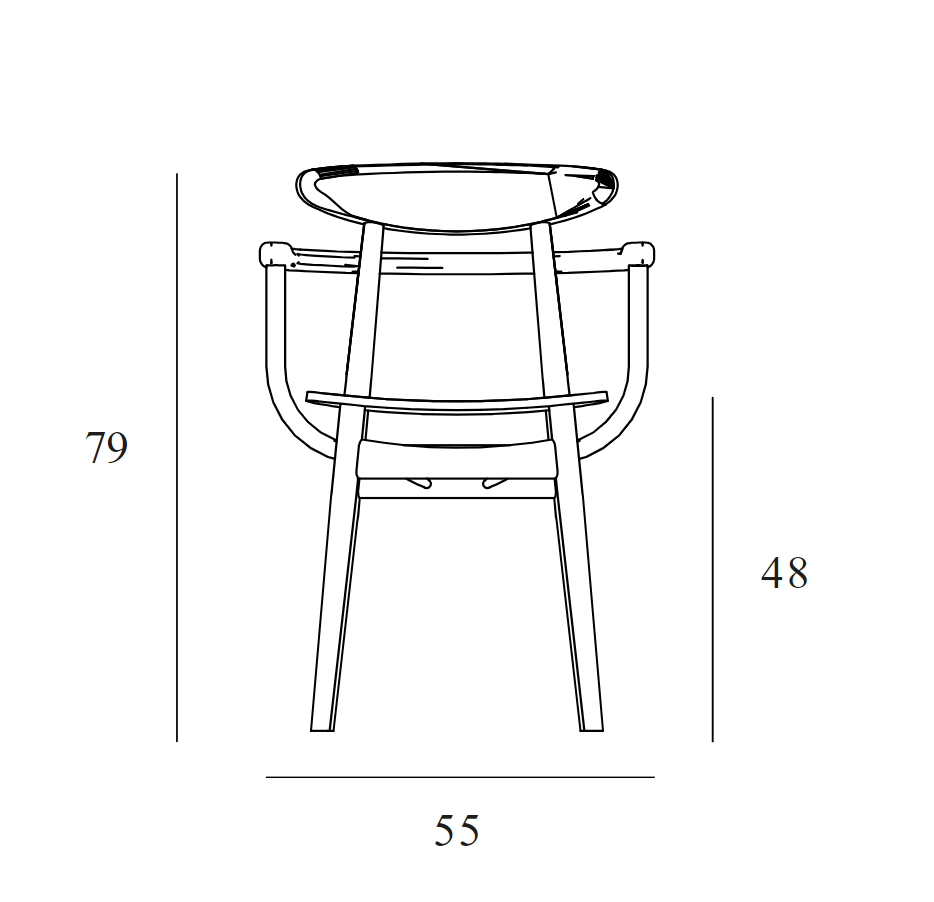 Paged :: Yesterday B-4101 wooden chair with armrests, width 55 cm
