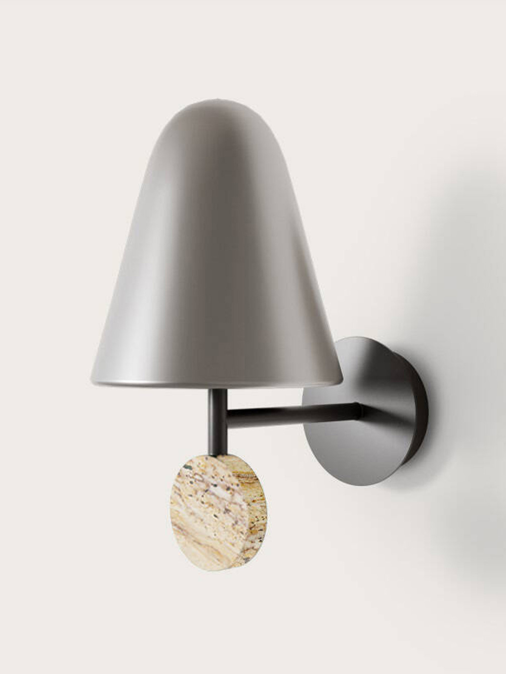 Aromas :: Stor Wandleuchte / Wandleuchte, Breite 17 cm, Black-Nickel-Travertin