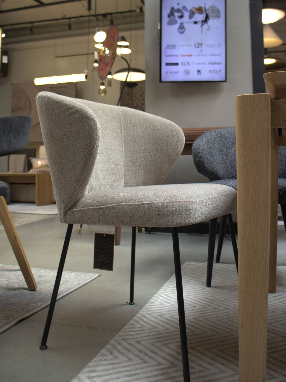 Claudie :: Stella upholstered chair, gray, width 55 cm, metal legs