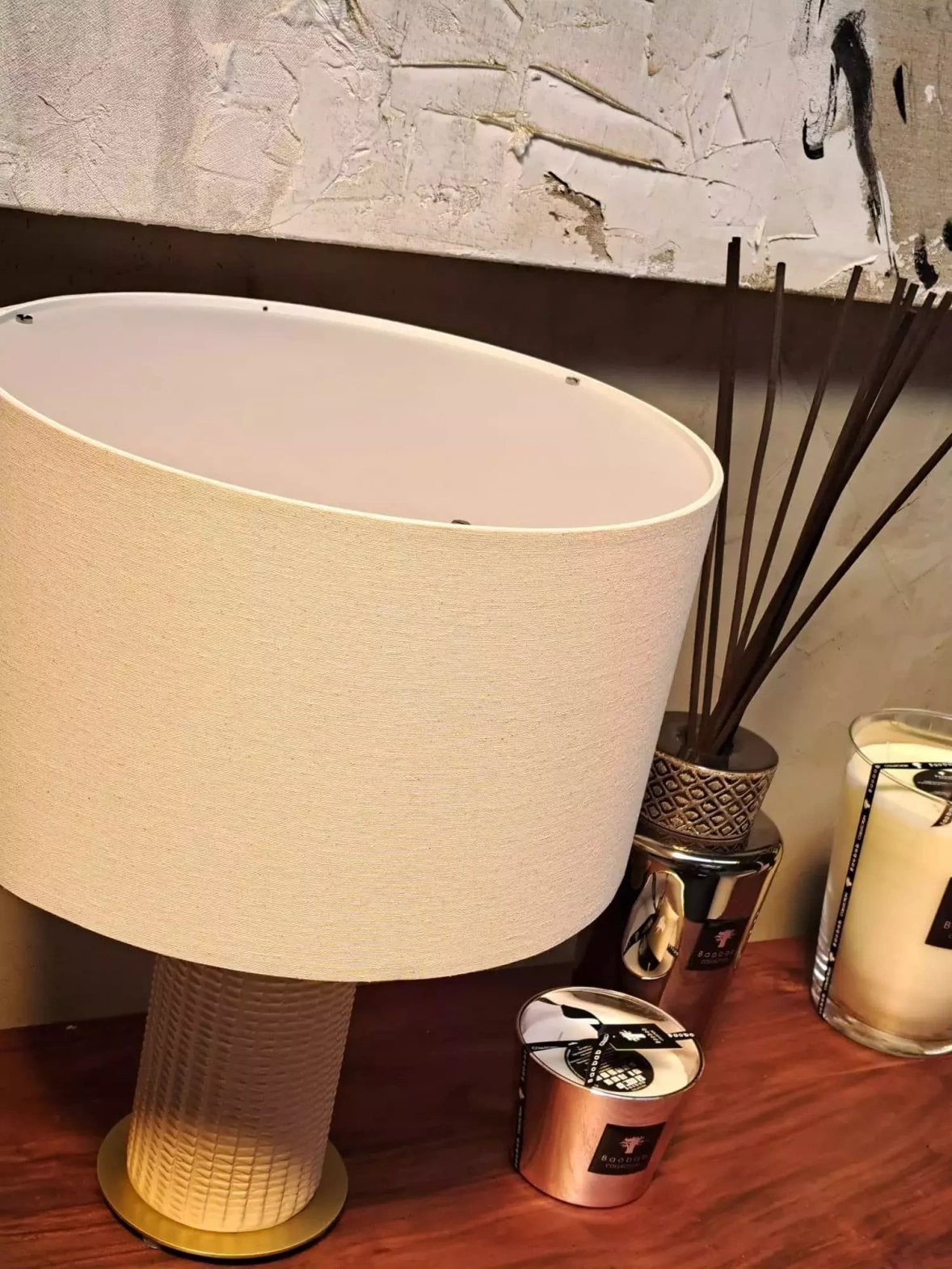 Aromas :: Table lamp Dab 44.6 cm beige with linen shade