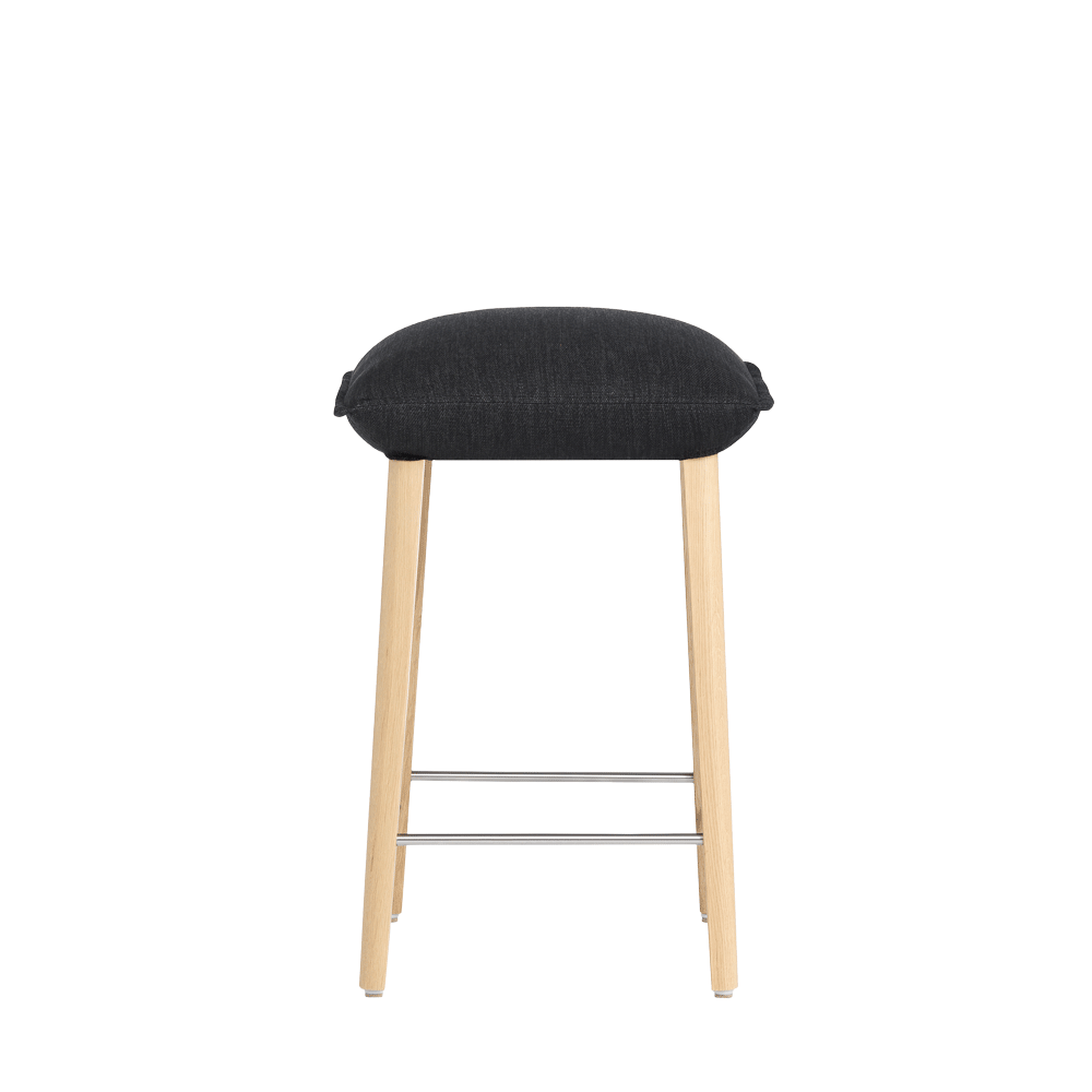 Mobitec :: Upholstered bar stool / stool Soft C34, height 65 cm, black, wooden legs