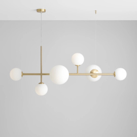 Artera :: Lampa wisząca Dione 6 szer. 130 cm złota / mleczny klosz