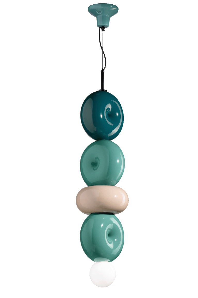 Ferroluce :: Bumbum 4 hanging lamp, height 85 cm, ceramic, multicolor