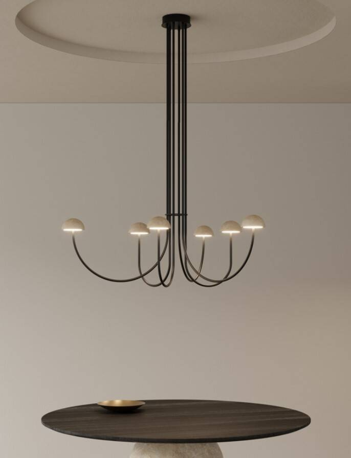 Aromas :: Dussa 6 pendant lamp, width 110 cm, gold, white marble