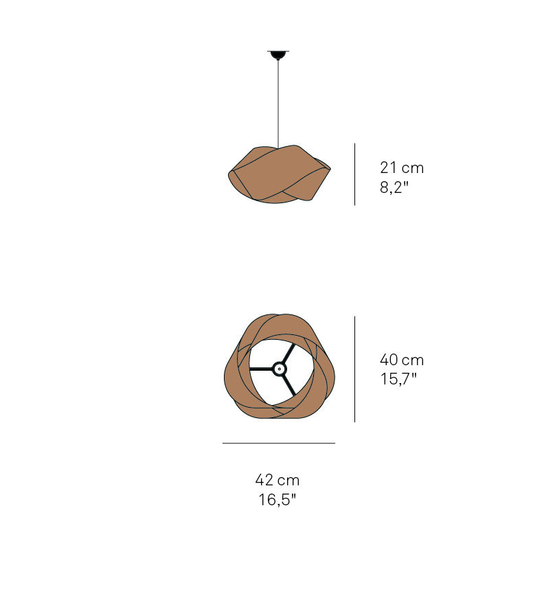 Lzf :: Hängelampe aus Holz Nut Breite 42 cm orange