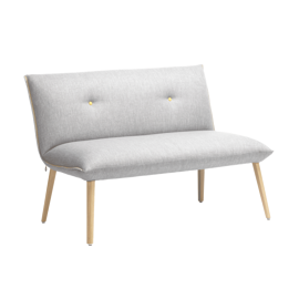 Mobitec :: Soda B21 2-seater upholstered sofa/bench, width 121 cm, gray, with wooden legs