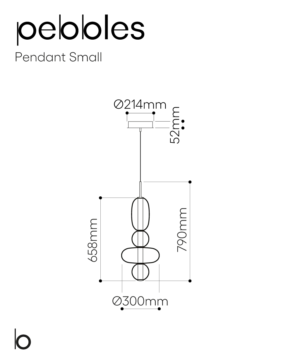 Bomma :: Pebbles S hanging lamp, height 79 cm, multicolor configuration 10