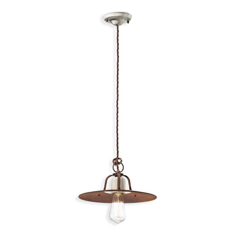 Ferroluce :: Grunge brown pendant lamp, diameter 30 cm