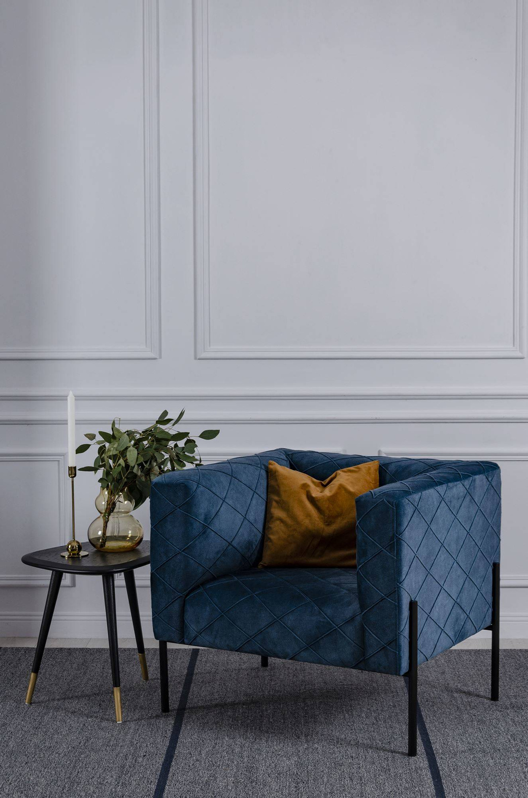Nordic Line :: Upholstered armchair Block blue 85x76x79 cm