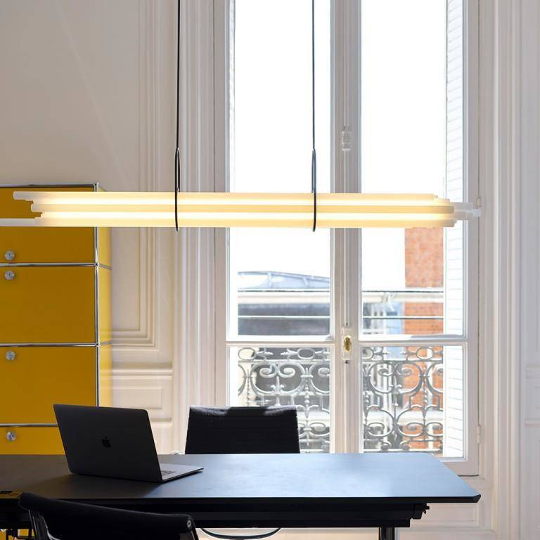 DCW:: NL12 hanging lamp, white and black, width 130 cm