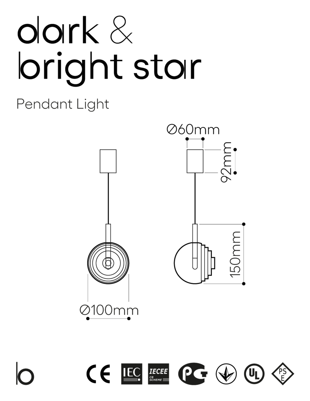 Bomma :: Hängelampe Kristall Dark & Bright Star Durchmesser 10 cm transparent