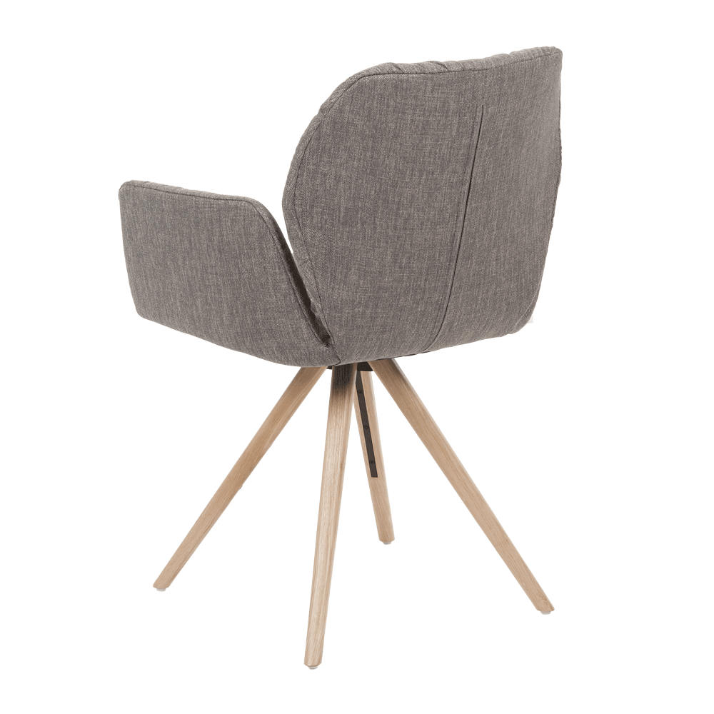 Mobitec :: Mood 99 gray upholstered chair with armrests, 60 cm wide, wooden base