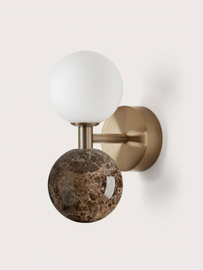 Aromas :: Lampa ścienna / kinkiet Dalt brązowy marmur złoty metal wys. 23,2 cm