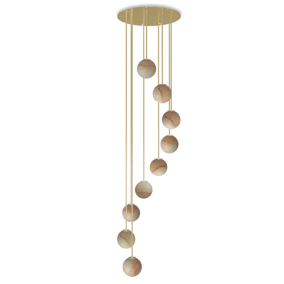 Robin :: Royal Circular Spiral Pendant Lamp/Chandelier, Diameter 35 cm, Alabaster