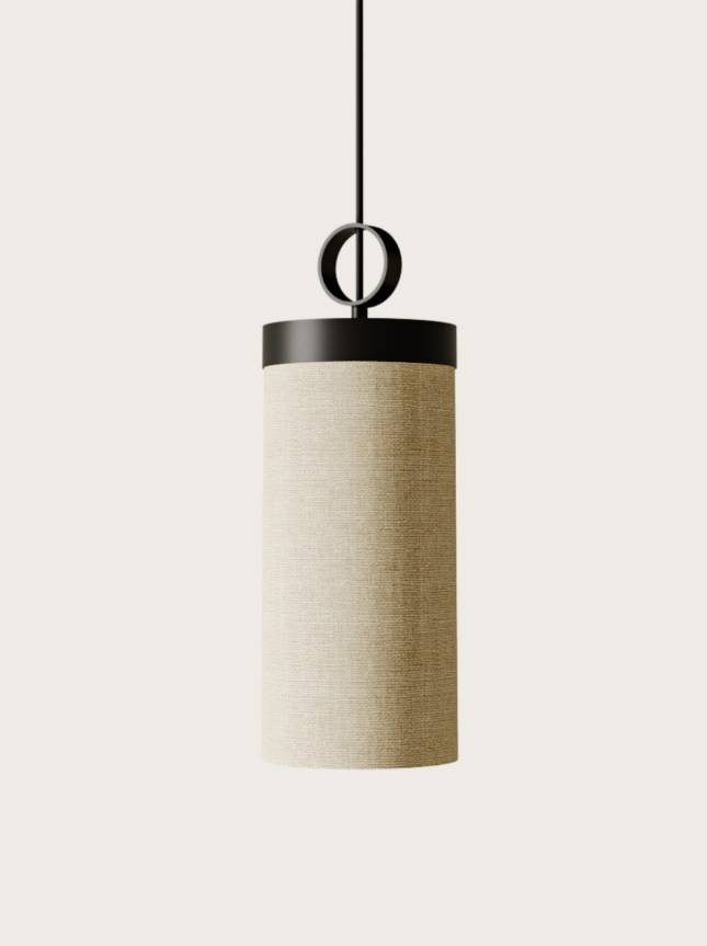Aromen :: Nooi Hängelampe mit Leinenschirm, vertikal, Durchmesser 14 cm, beige