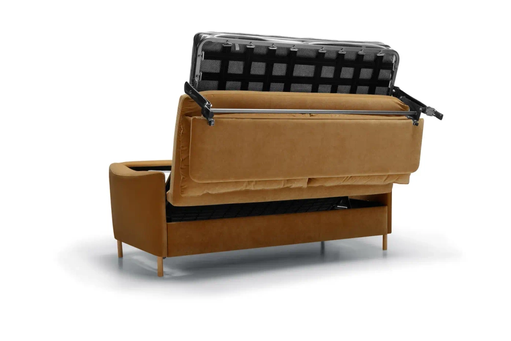 Sits :: Frances upholstered sofa with sleeping function and two pillows, brown, width 198 cm