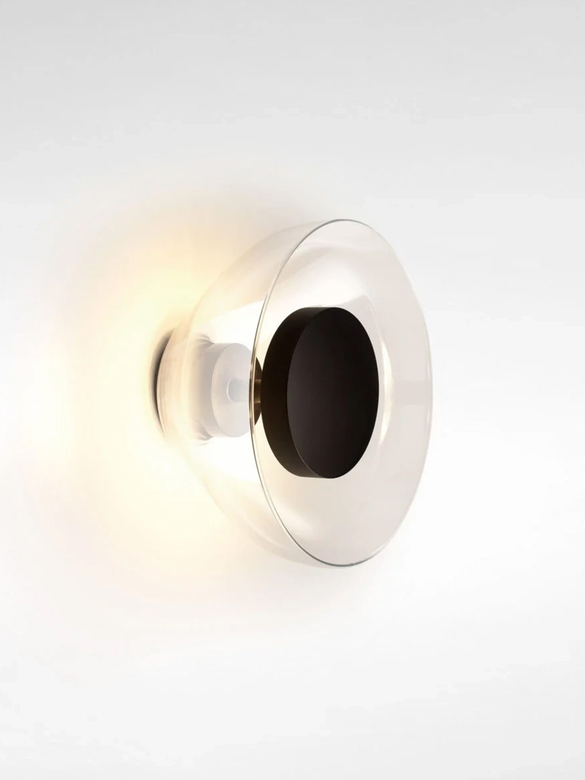 Marset :: Aura On/Off Wall Lamp/Sconce, Black/Transparent, Diameter 25.3 cm