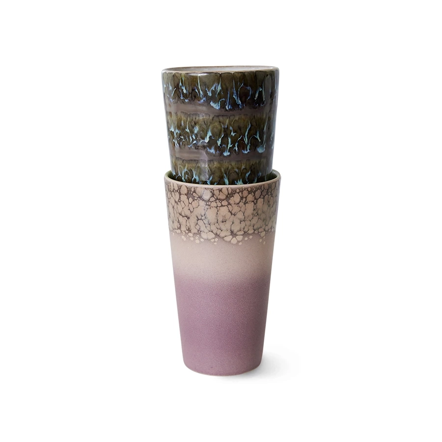 HKliving :: Set of 2 ceramic latte mugs 70s forest