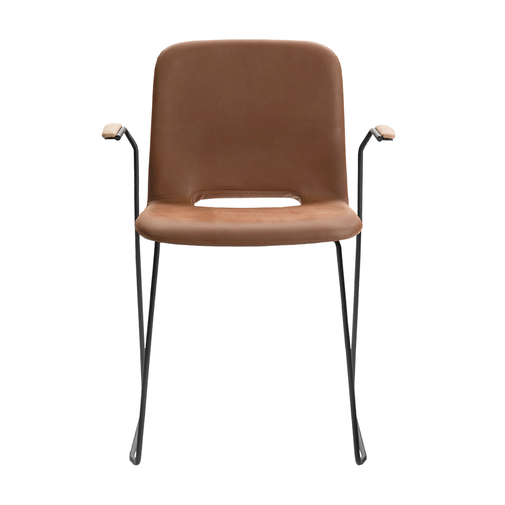 Mobitec :: Pamp C12 brown upholstered chair with armrests, width 60 cm