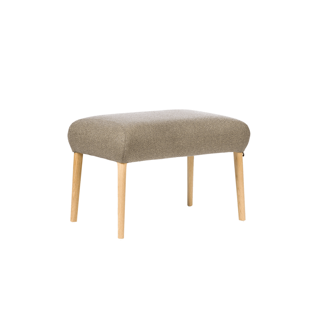 Mobitec :: Enora brown upholstered footstool/stool on wooden legs, height 45 cm